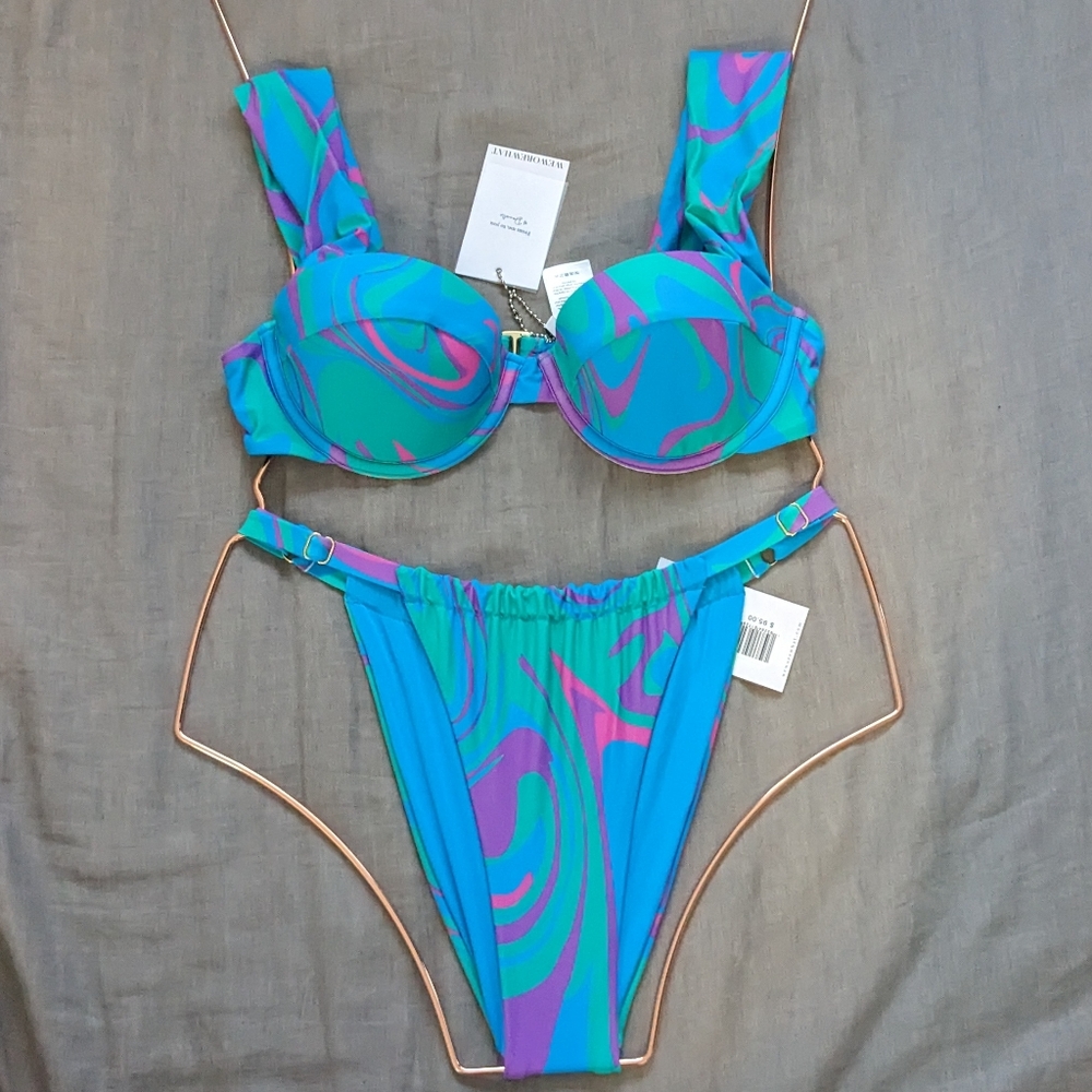 WeWoreWhat Claudia Top Ruched String Bottom Bikini